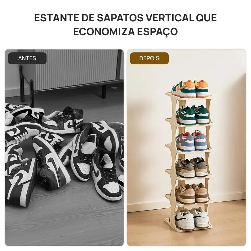 Sapateira Vertical Modular com 6 a 9 Andares, Estrutura Compacta, Moderna, Resistente e Organização Doméstica Eficiente