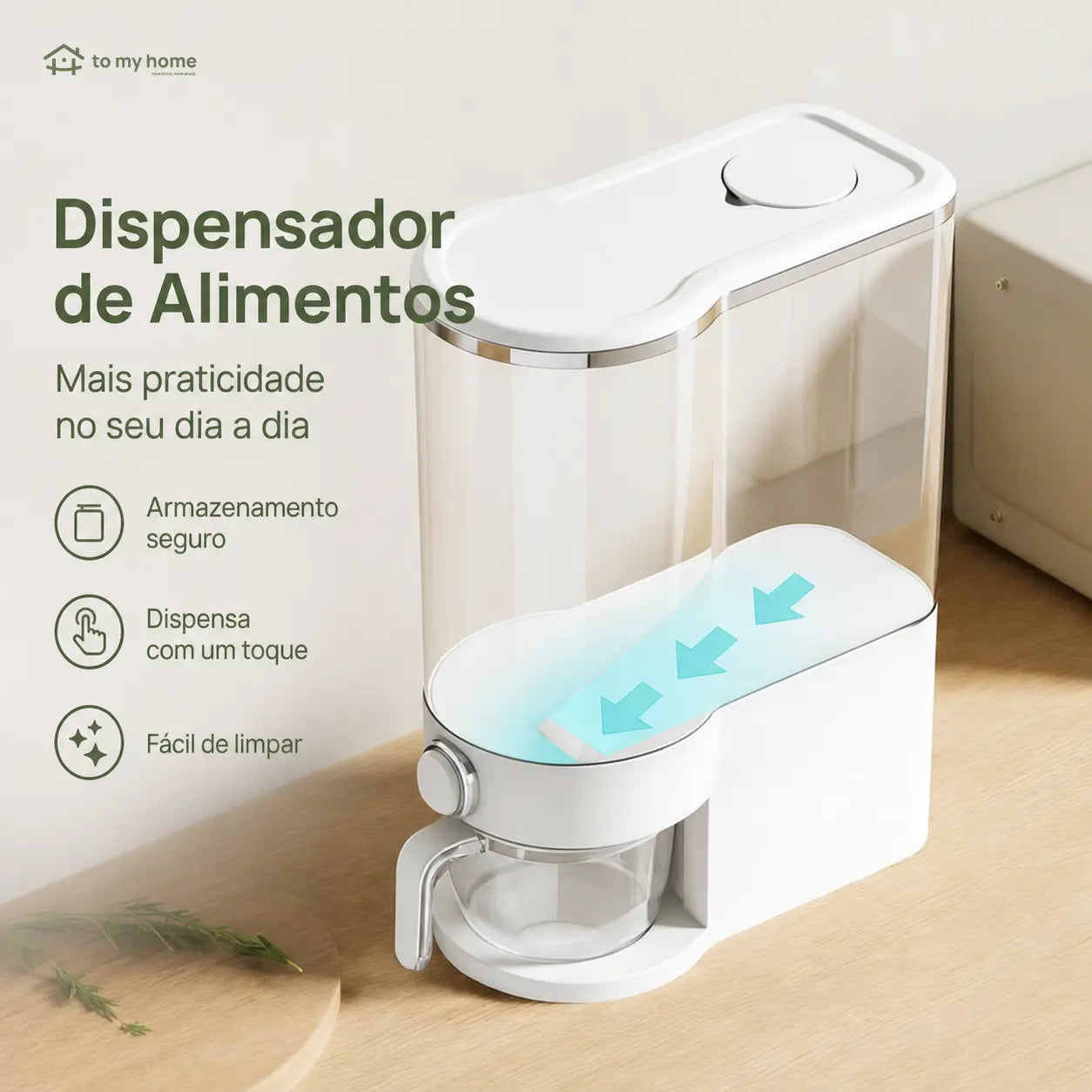 Dispenser hermético para arroz 10 kg com copo medidor, proteção contra insetos para grãos, cereais e ração na cozinha e despensa