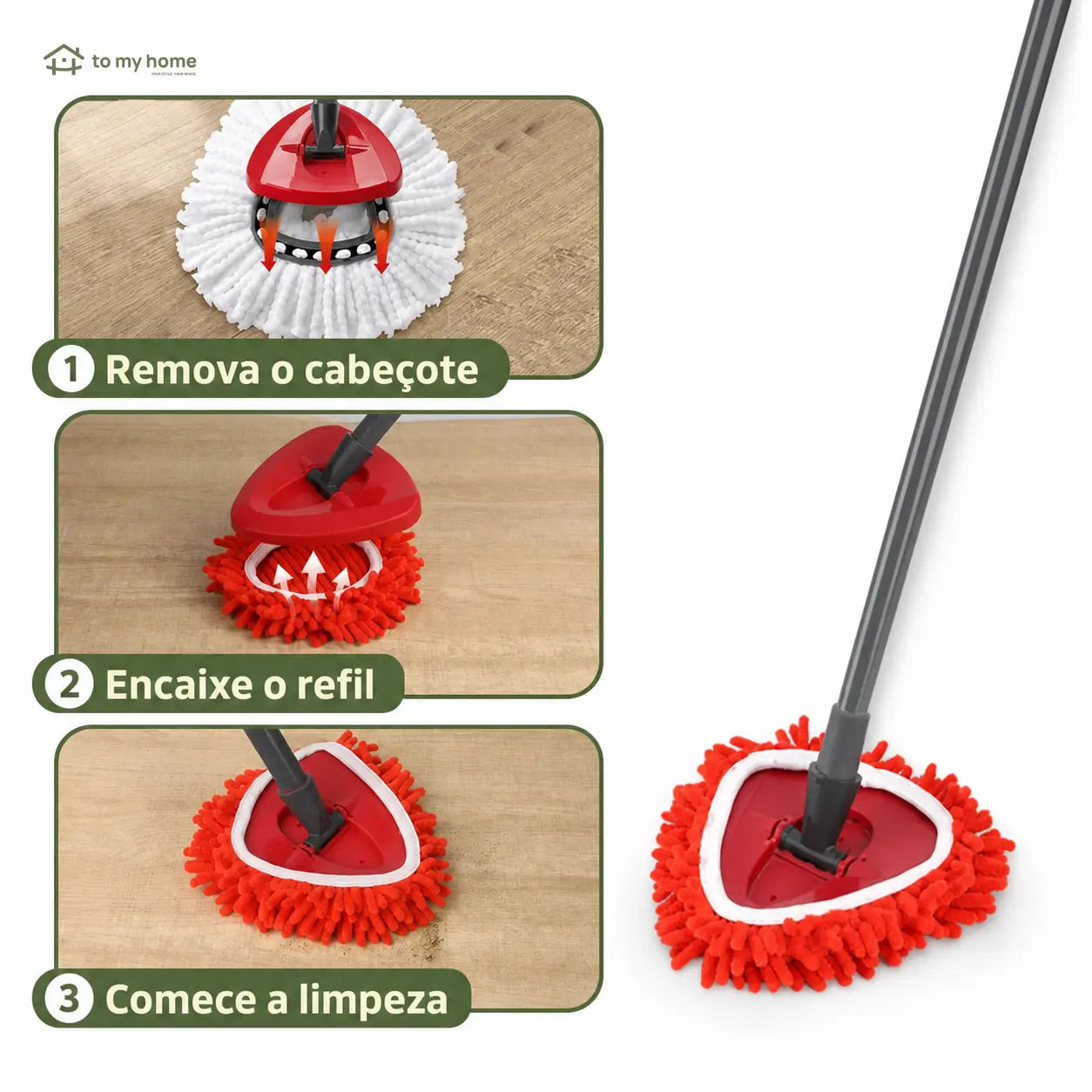 Cabeças de espanador em chenille para mop sistema 1 tanque, limpeza a seco de poeira, móveis, teto e persianas com instalação fácil