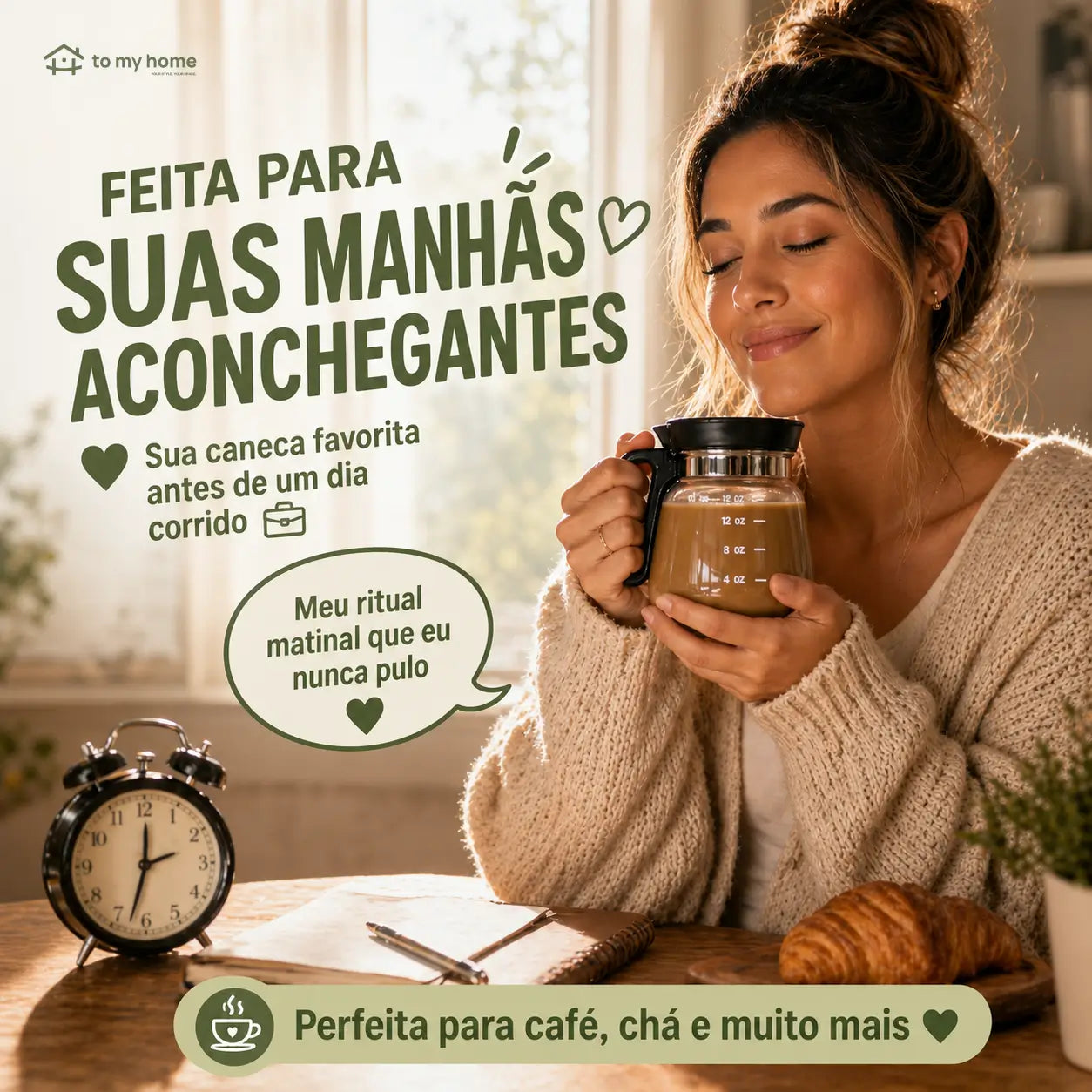 Caneca compacta de vidro 473 ml (16 oz) estilo cafeteira com tampa para presentear quem ama café e bebidas quentes no dia a dia