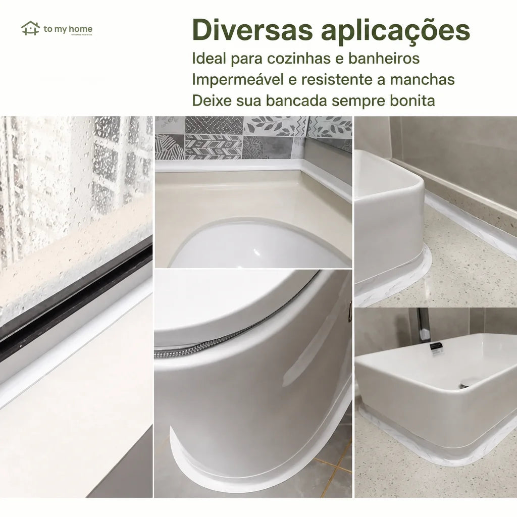 Fita veda fresta autoadesiva impermeável 35 mm x 5 m para pia e banheiro