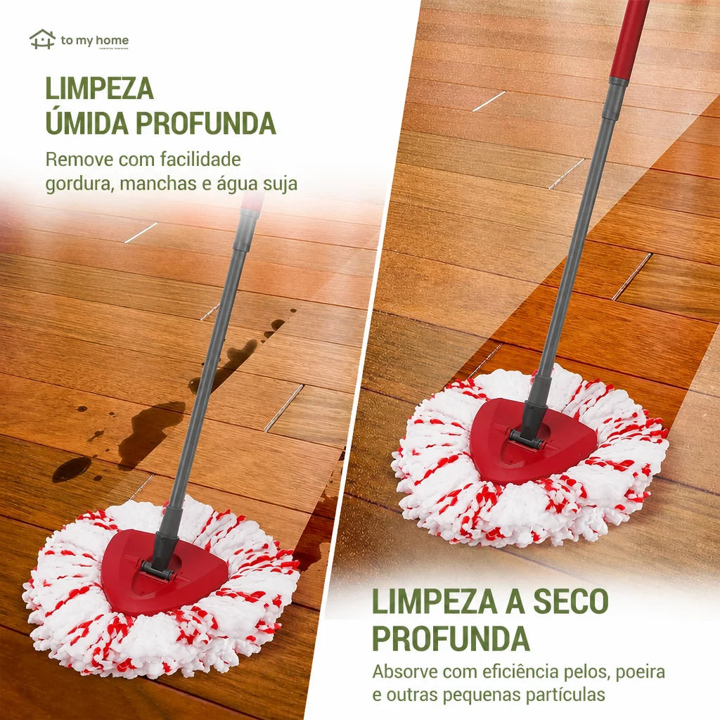 Kit com 3 refis para mop giratório em microfibra 2 em 1, lavagem profunda para pisos, vidros e cantos reutilizáveis