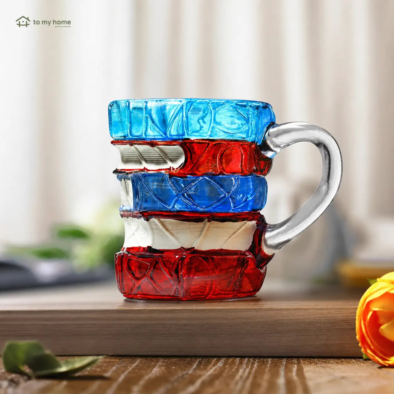 Caneca de cerâmica em formato de livros empilhados com arte 3D colorida para café, leitura e presente criativo para amantes de literatura
