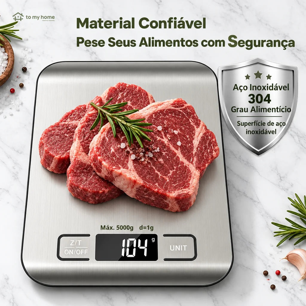 Balança digital de cozinha com tara e precisão de 1 g