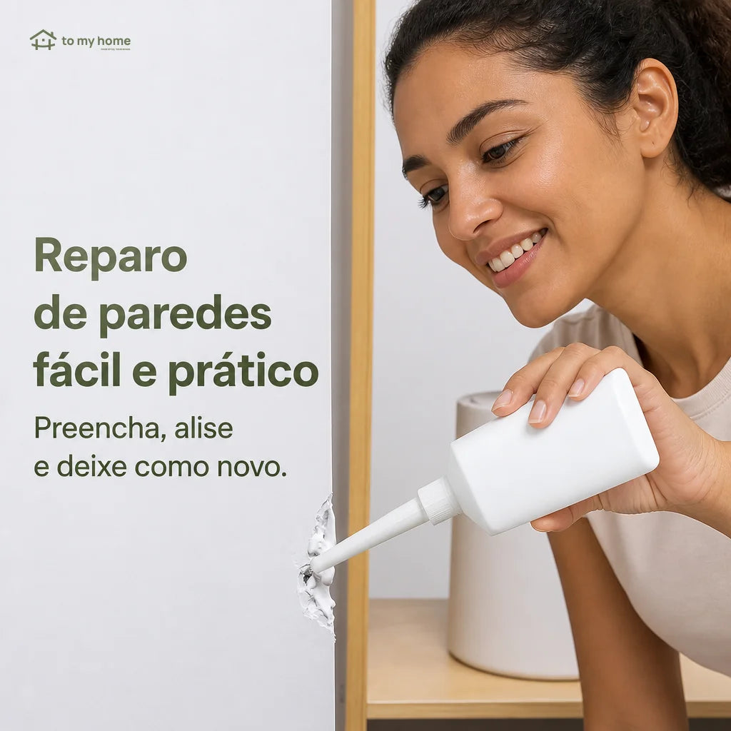 Massa reparadora de parede 250 g com secagem rápida para furos, rachaduras e pequenos reparos em drywall e concreto branco