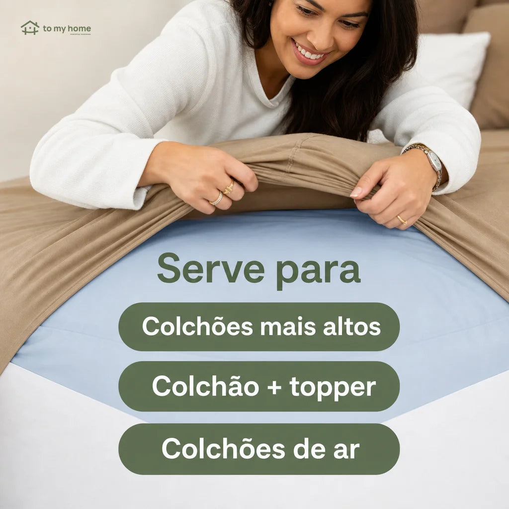 Lençol com elástico em microfibra macia, bolso extra profundo para colchões altos de até 61 cm, cama prática e confortável