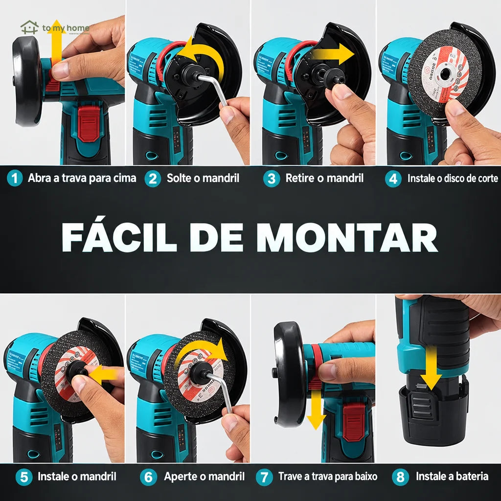 Mini esmerilhadeira sem fio 12V com motor sem escovas