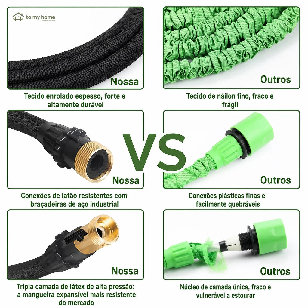 Mangueira de jardim expansível até 3x com esguicho de 10 jatos para plantas, carros e pets
