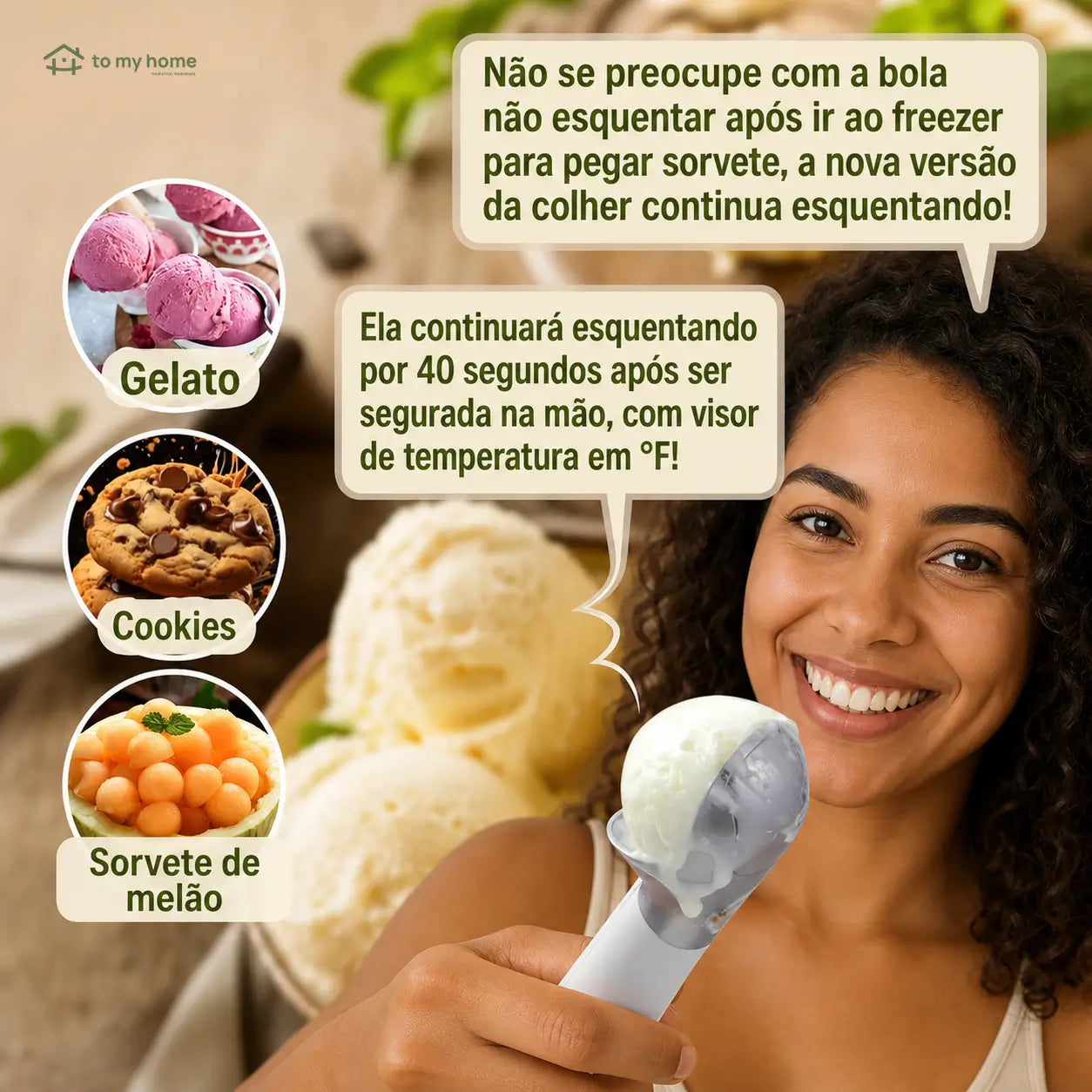 Colher de sorvete elétrica aquecida recarregável com display LED para servir massas congeladas com menos esforço em casa no dia a dia