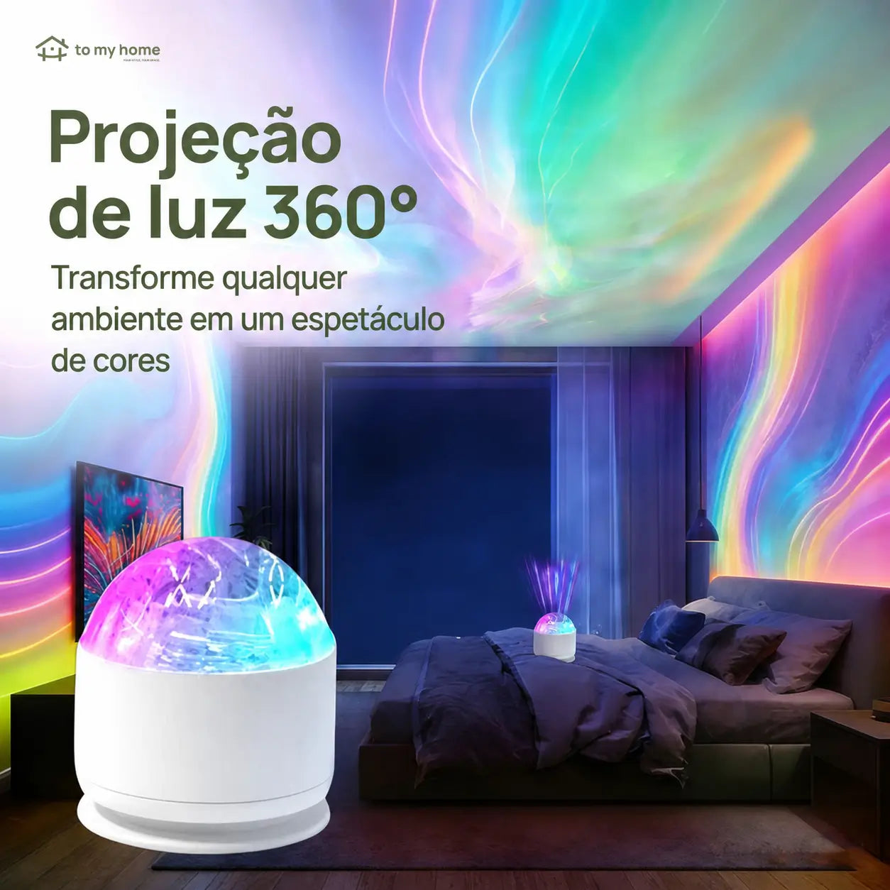 Projetor de luz oceano e aurora com 16 cores LED e controle remoto para quarto, festas e ambientes relaxantes à noite