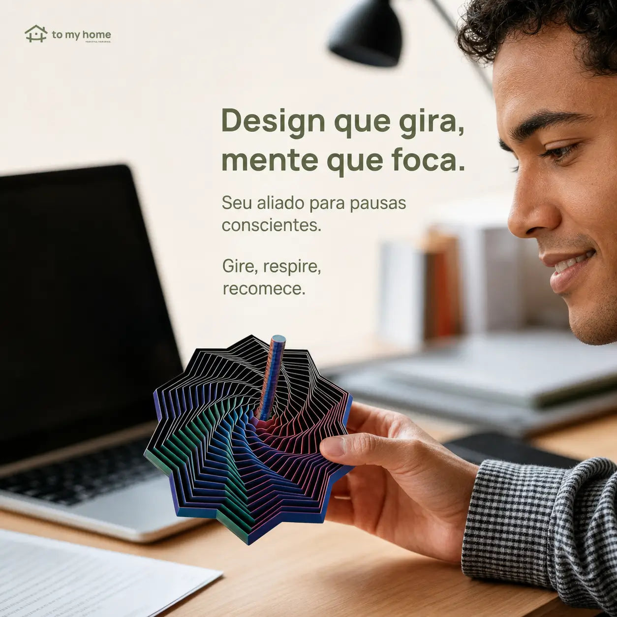 Brinquedo fidget estrela 3D com espiral hipnótica e cabo, experiência sensorial antistresse para usar no trabalho, nos estudos e em casa