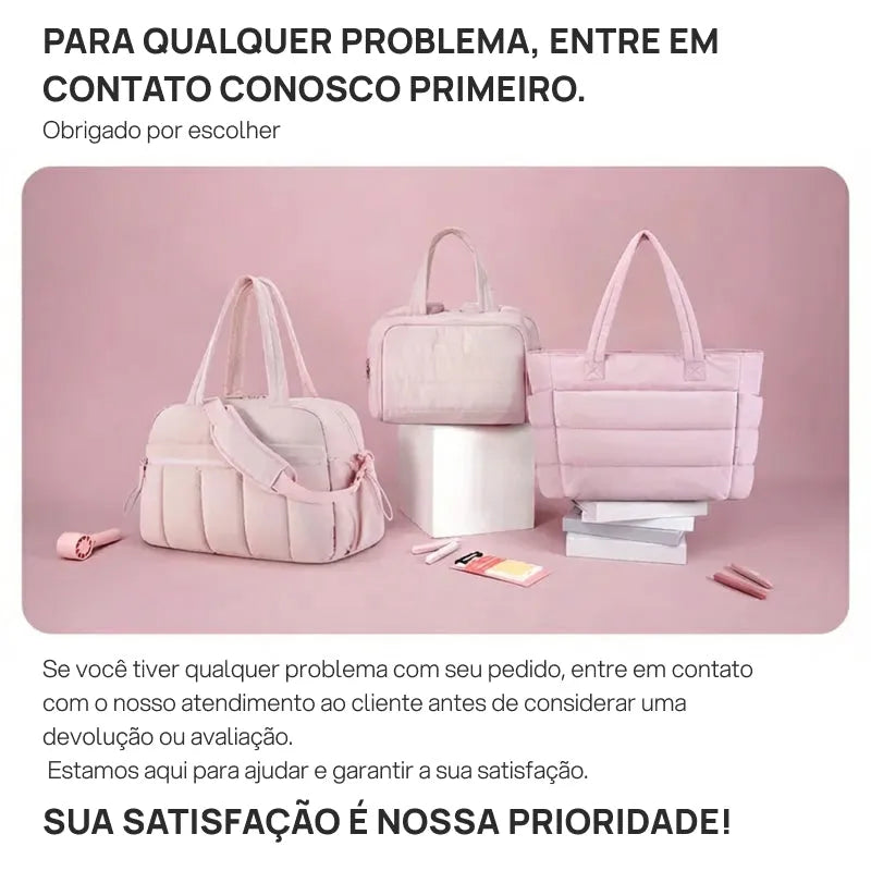 Necessaire Feminina Puffy 4 em 1 Multifuncional com Grande Capacidade, Compartimentos Separados para Maquiagem, Higiene e Viagem