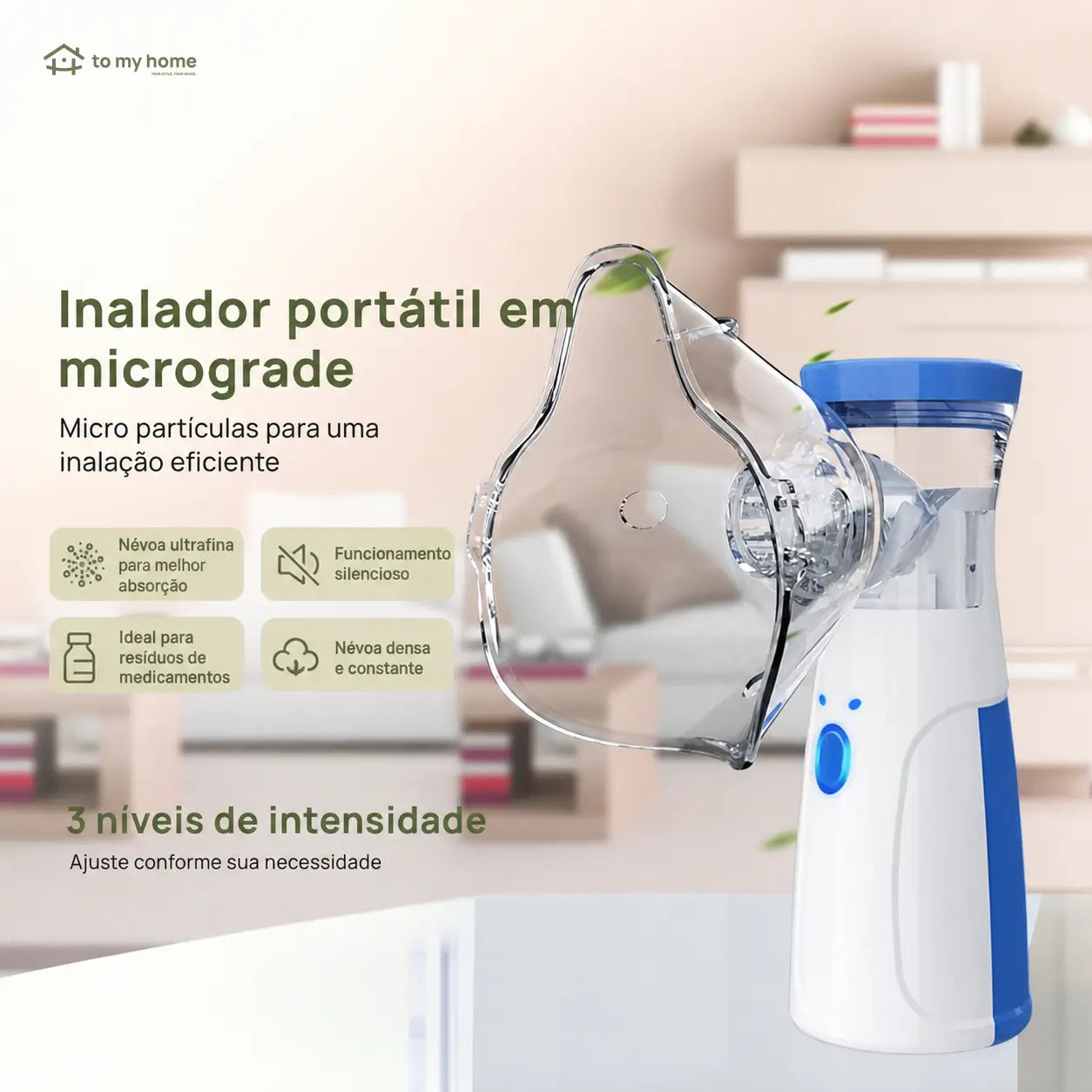 Nebulizador ultrassônico portátil recarregável com 2 modos de névoa fina, silencioso e leve para adultos e crianças em casa ou viagens
