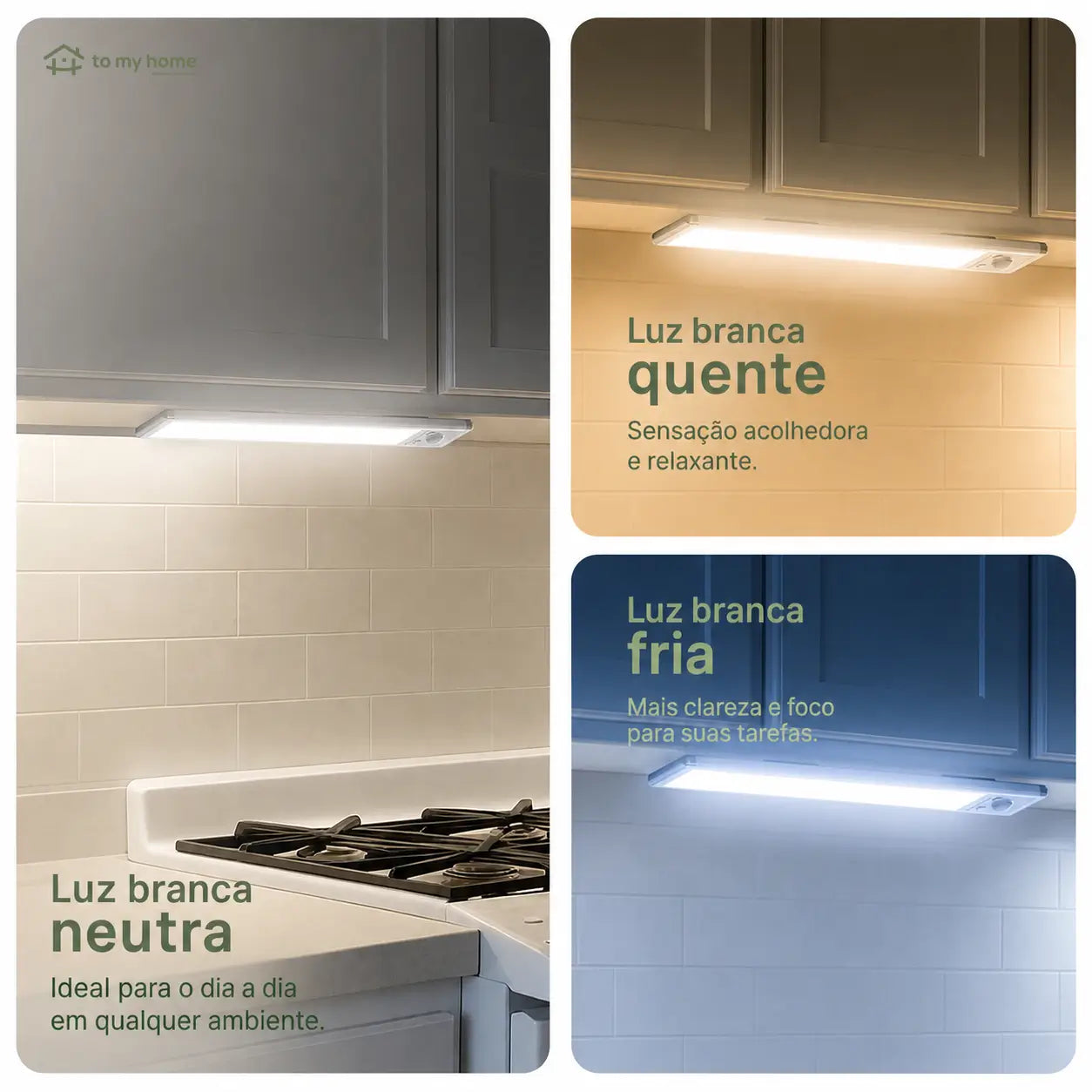 Luminária LED recarregável USB-C com sensor de presença, instalação magnética e brilho ajustável para armários, cozinha e corredor