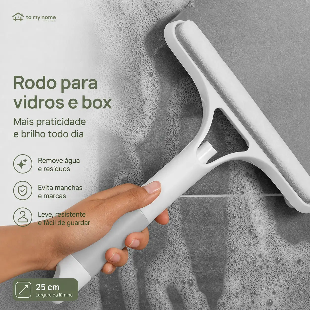 Rodo limpador de vidros 3 em 1 com spray, raspador e microfibra para janelas, para-brisa e bancadas na limpeza diária