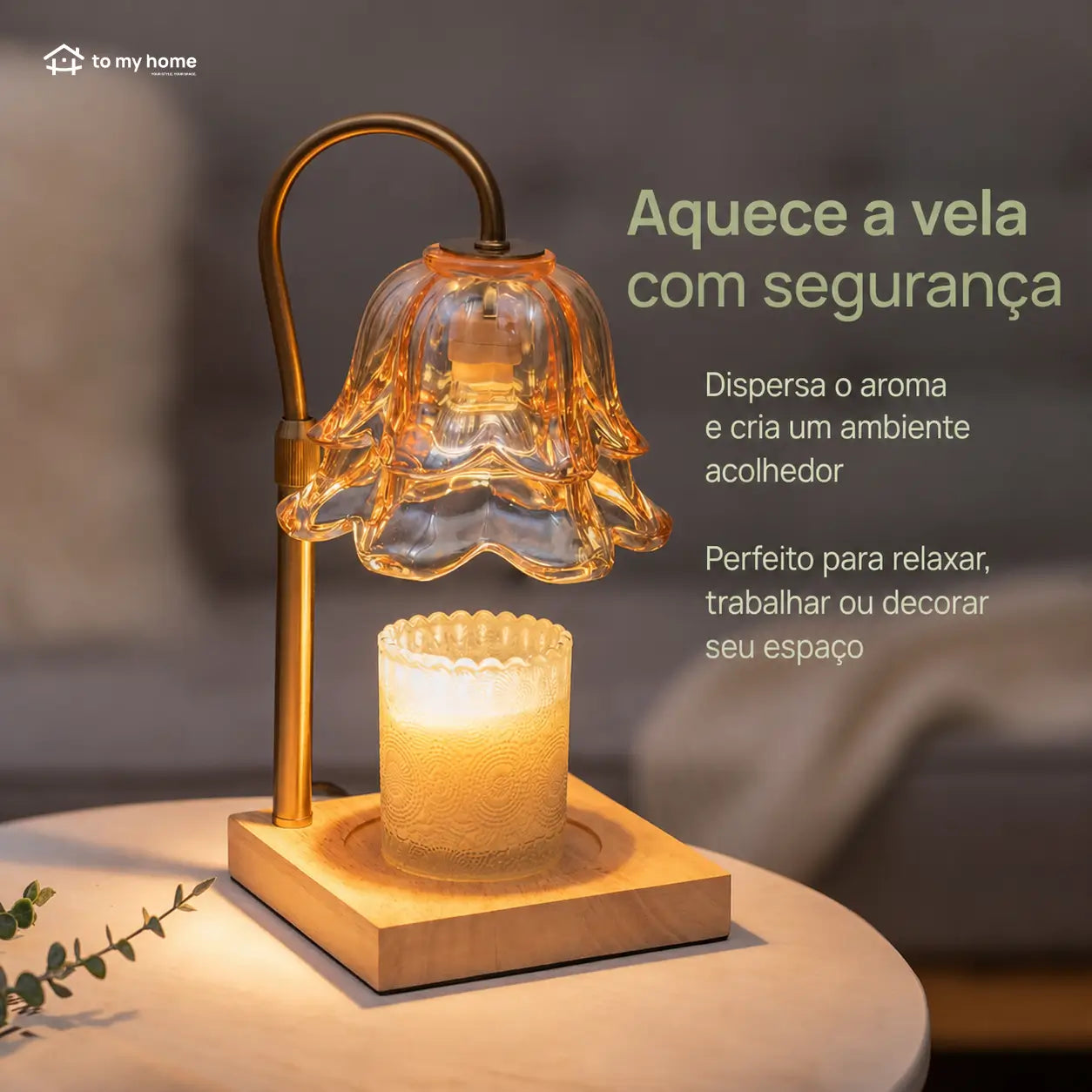 Luminária para derreter vela aromática com design lírio-do-vale, 2 lâmpadas e regulagem de altura para presentear em aniversários, Natal e Dia das Mães