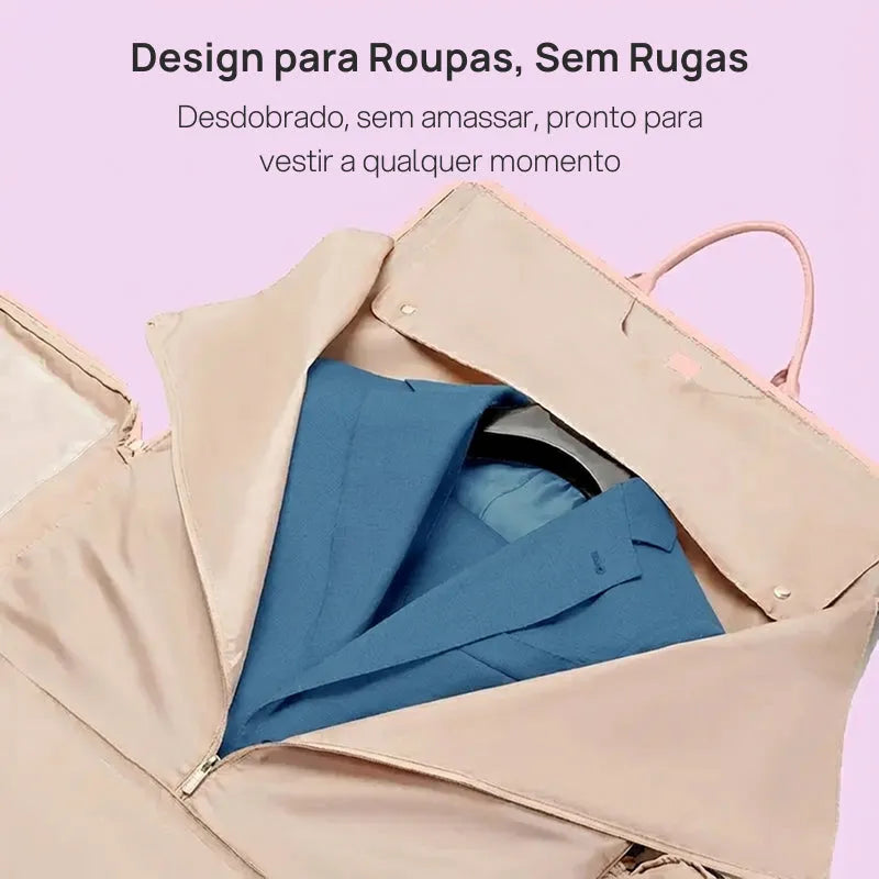 Bolsa de Viagem Duffle 57L Impermeável com Porta-Ternos, Compartimento para Sapatos, Estrutura Dobrável e Design Multifuncional