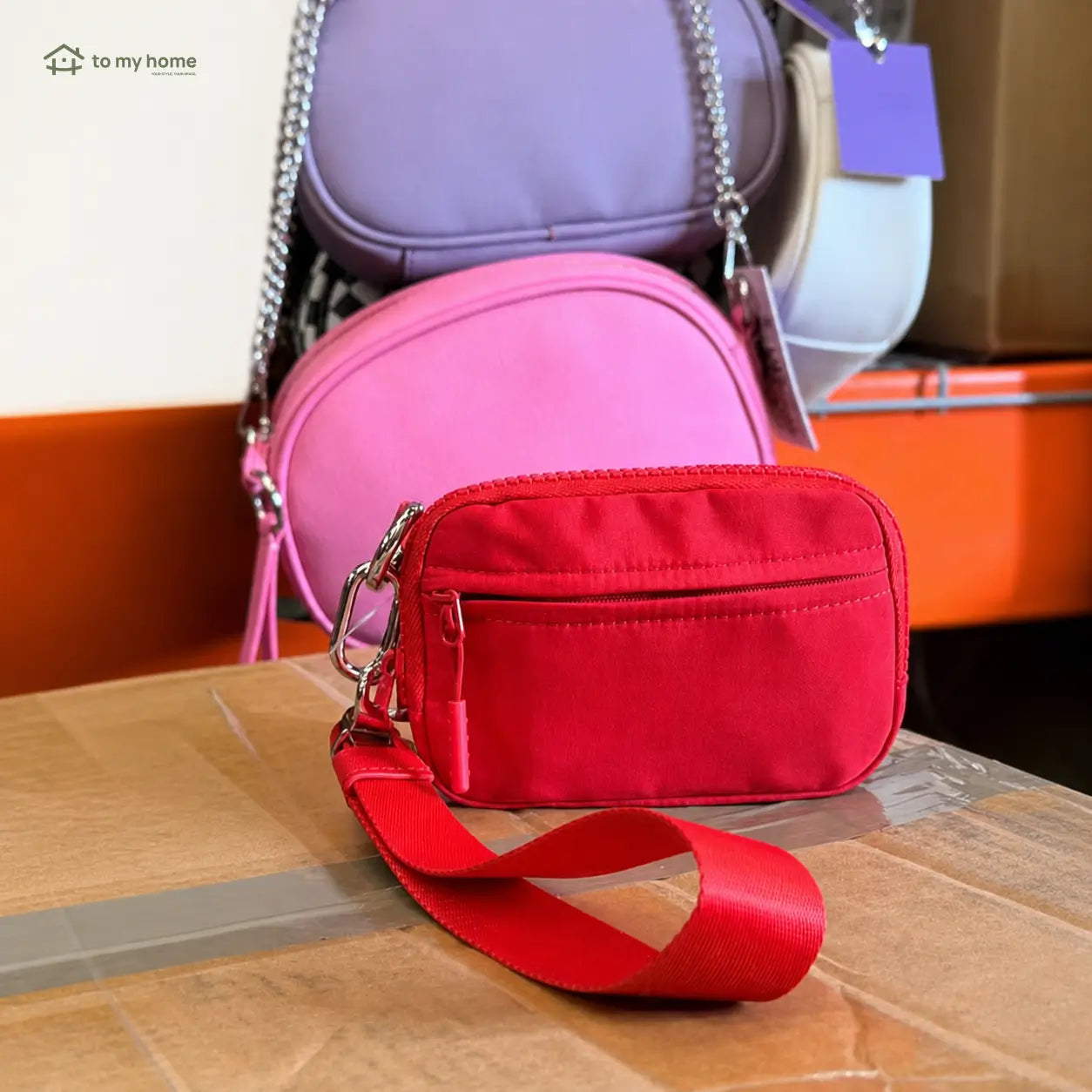 Carteira feminina compacta RFID em nylon com alça de mão, zíper e divisórias para organizar cartões e documentos no dia a dia casual