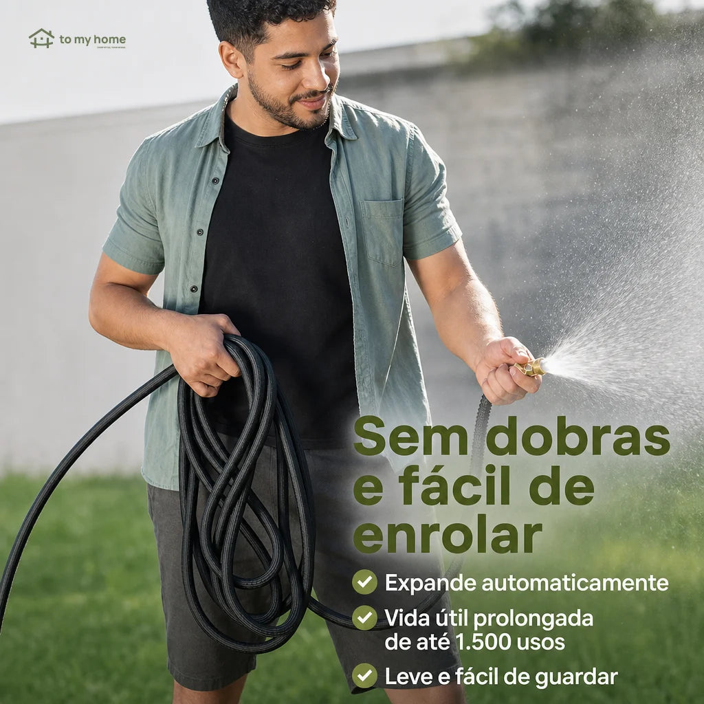 Mangueira de jardim expansível até 3x com esguicho de 10 jatos para plantas, carros e pets