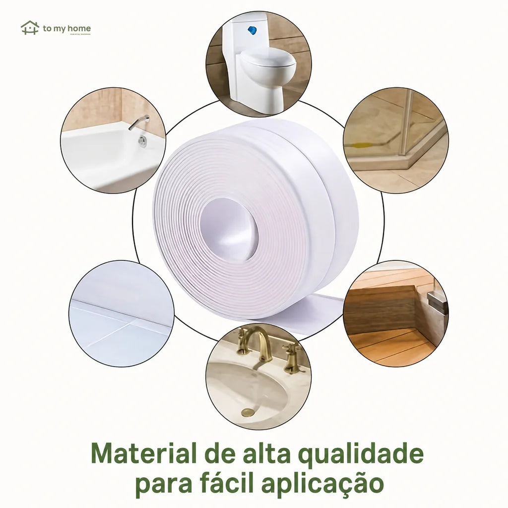 Fita veda fresta autoadesiva impermeável 35 mm x 5 m para pia e banheiro