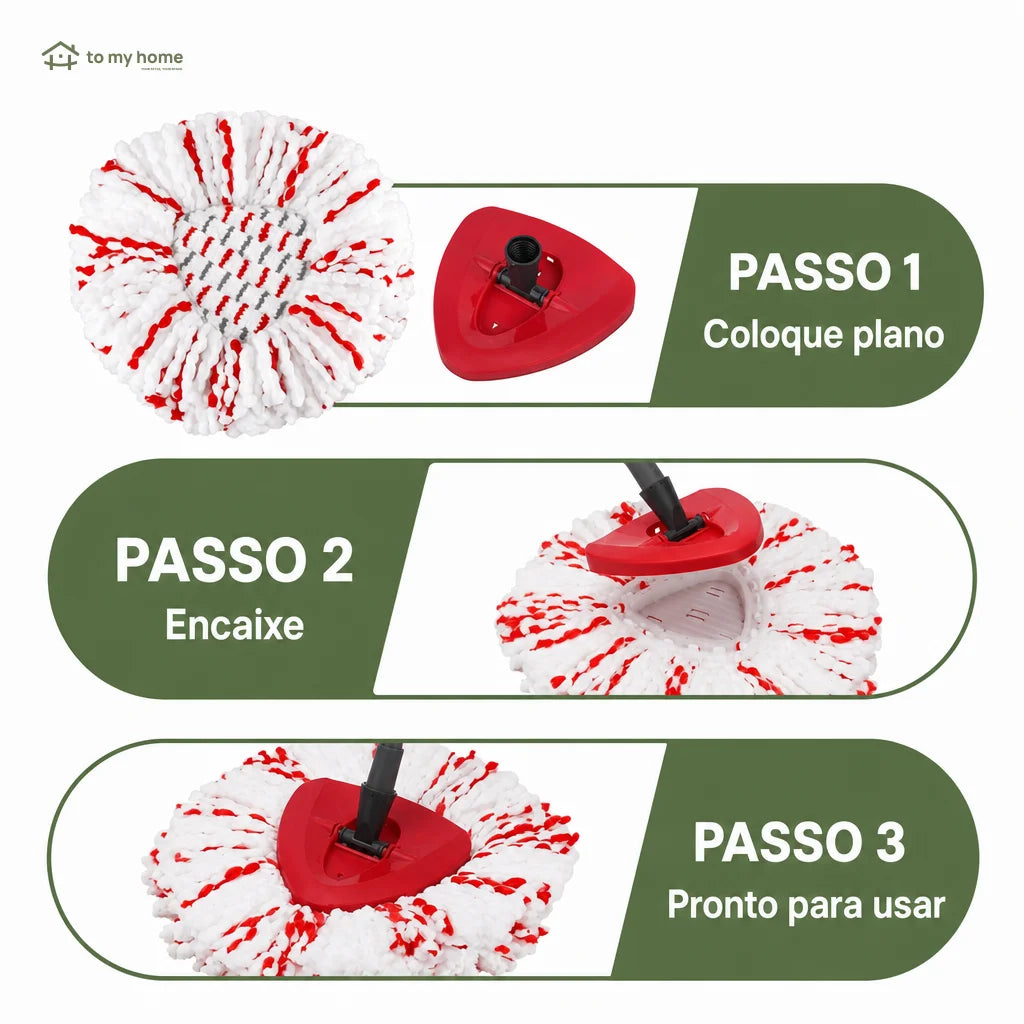 Kit com 3 refis para mop giratório em microfibra 2 em 1, lavagem profunda para pisos, vidros e cantos reutilizáveis