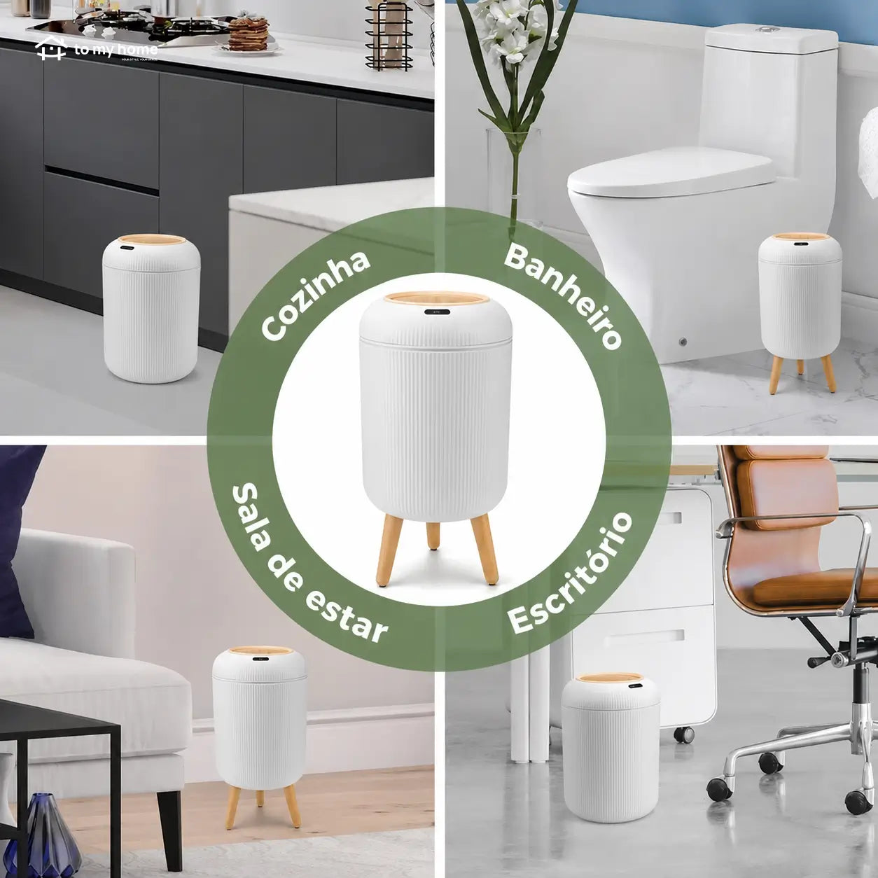 Lixeira automática compacta com sensor infravermelho, tampa antiodor e design nórdico para banheiro, quarto, cozinha e escritório em casa
