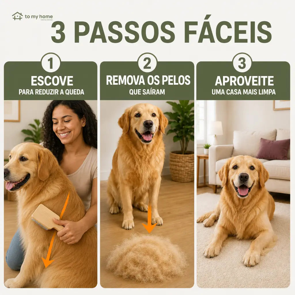 Escova removedora de pelos 15 cm com lâmina inox e cabo de madeira para cães, gatos, sofás, tapetes e caminhas