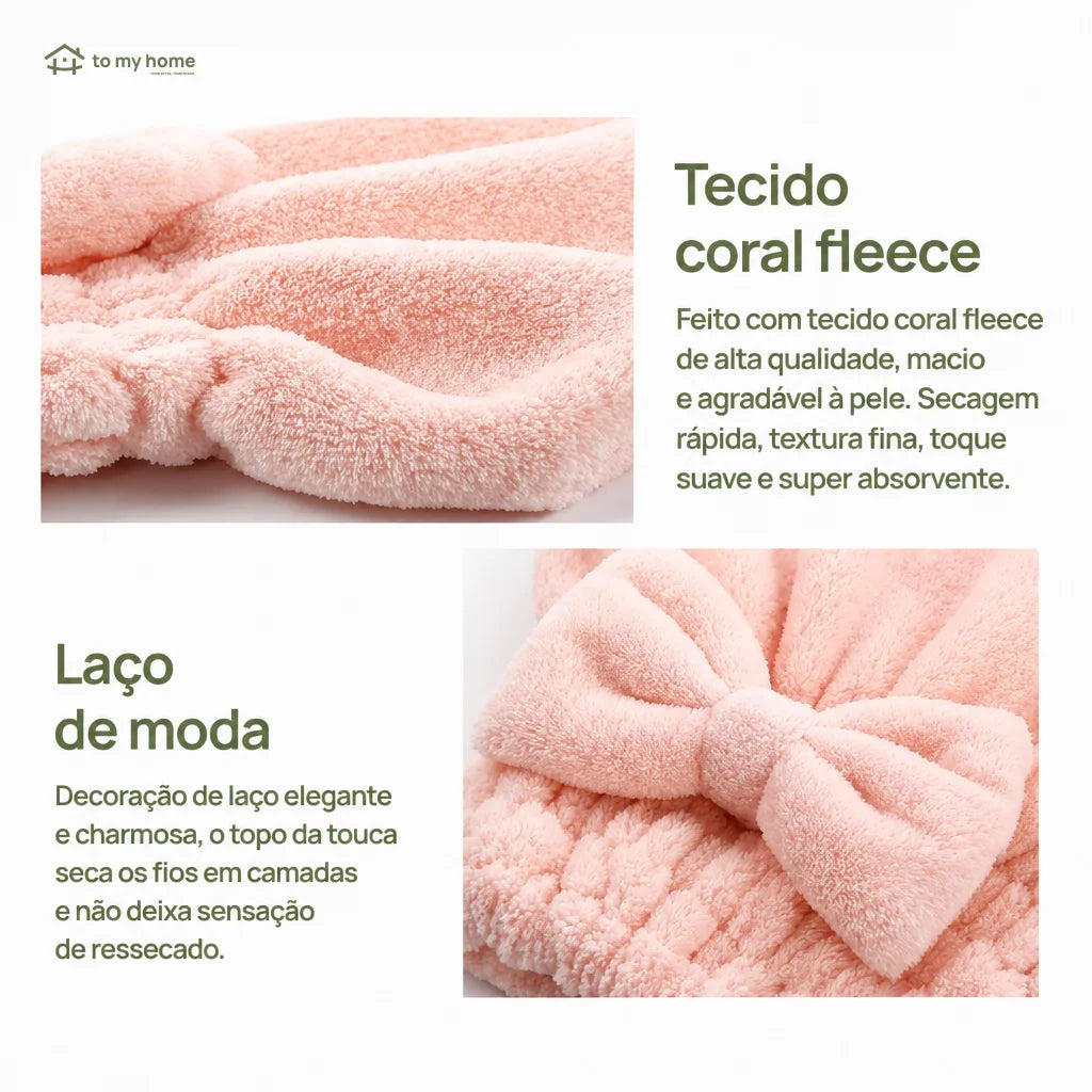 Conjunto de toucas toalha ultra-absorventes com laço decorativo, ajuste elástico e toque macio para pós-banho, maquiagem em casa ou viagem