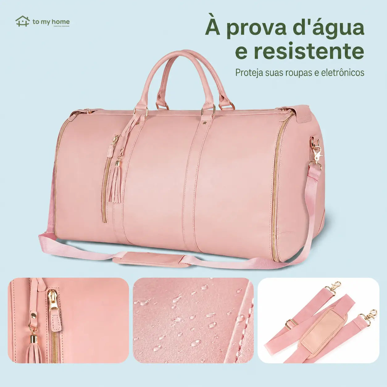 Bolsa mala de viagem 57L resistente à água com porta-terno e sapateira para bordo, academia e fim de semana de homens e mulheres