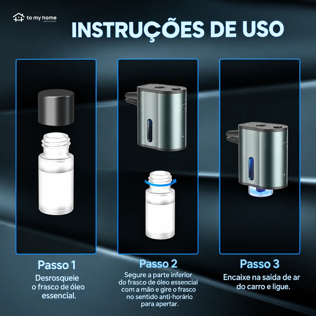 Aromatizador de carro sem água com 3 frascos de 10 ml
