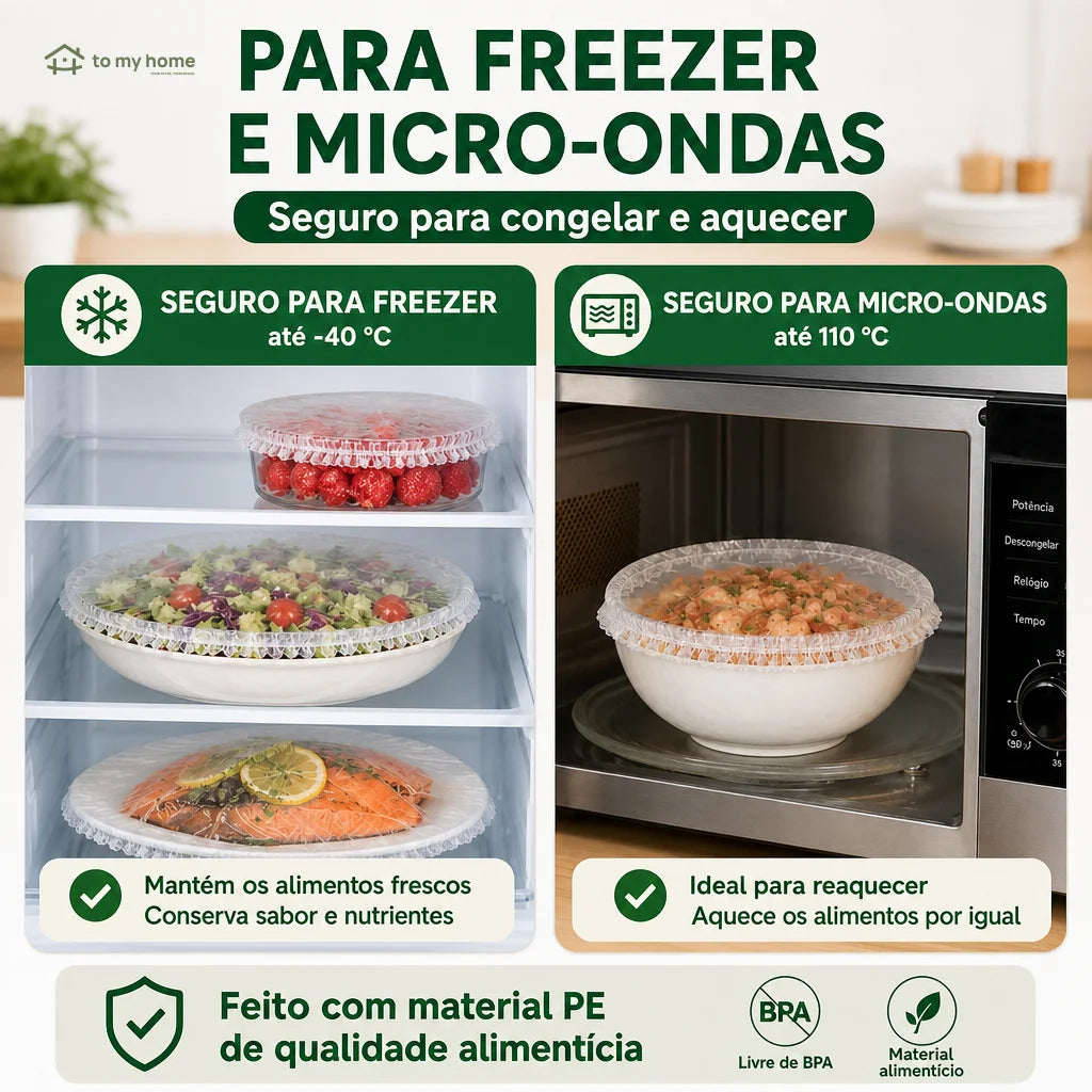 Capas elásticas reutilizáveis para tigelas e pratos, sem filme plástico