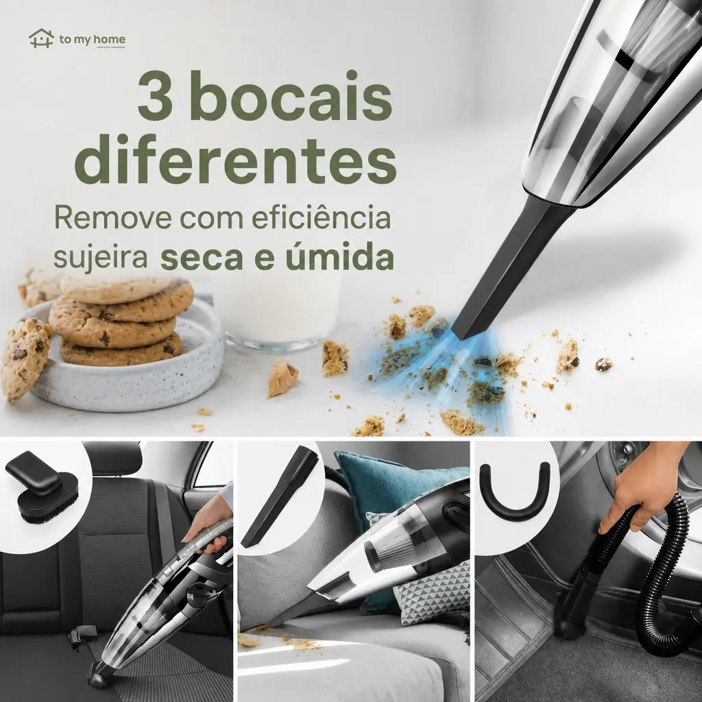 Aspirador de pó portátil sem fio com sucção forte e acessórios para limpar carro, sofá, teclado, pelos de pets e migalhas no dia a dia