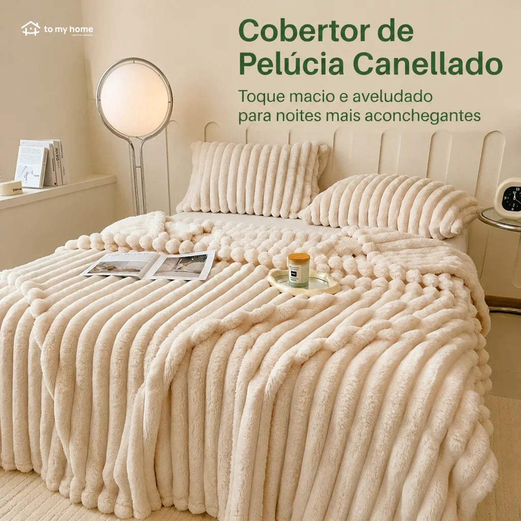 Manta fleece super macia com textura listrada, leve e decorativa para sofá, cama, sala e escritório o ano todo com conforto diário