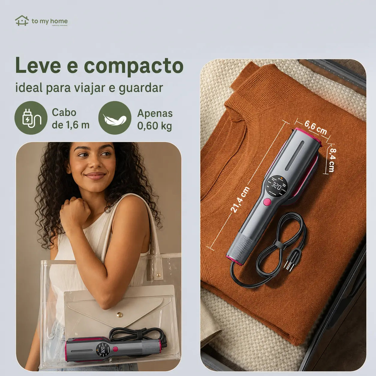 Passadeira a vapor portátil 2 em 1 com 7 modos, aquecimento rápido e cabo giratório para roupas em casa e viagens curtas