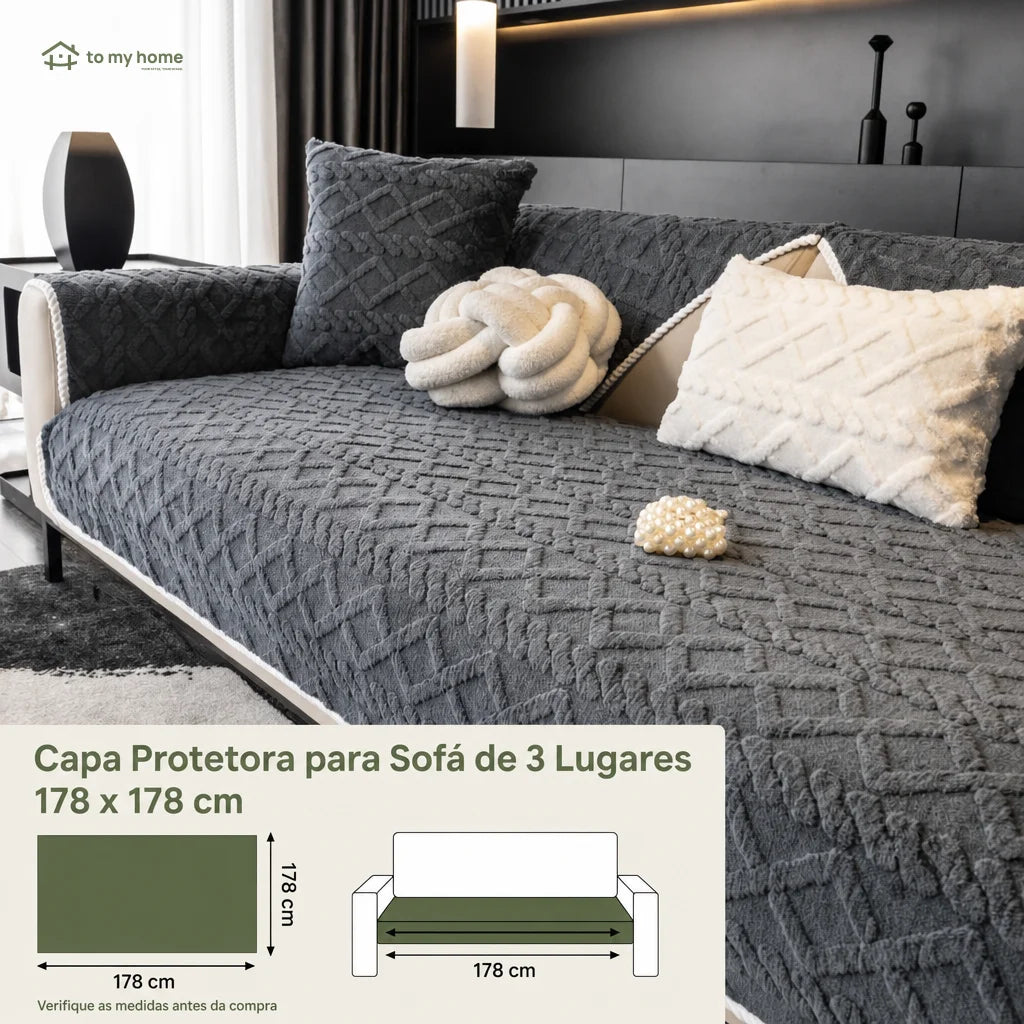 Protetor de sofá em veludo macio antiderrapante com matelassê moderno, capa lavável para sala, quarto e casas com pets