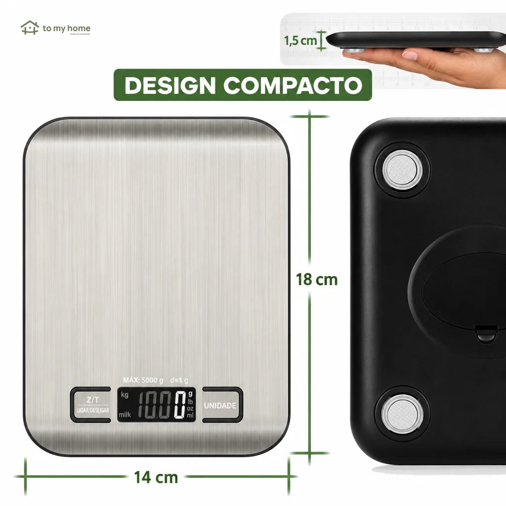 Balança digital de cozinha com tara e precisão de 1 g