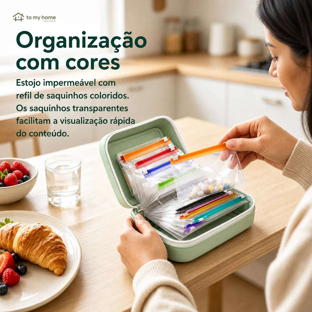 Organizador de remédios impermeável com 14 envelopes para viagem