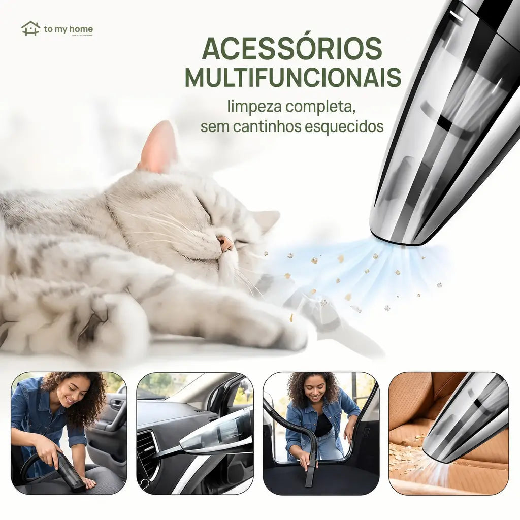 Aspirador de pó portátil sem fio com sucção forte e acessórios para limpar carro, sofá, teclado, pelos de pets e migalhas no dia a dia
